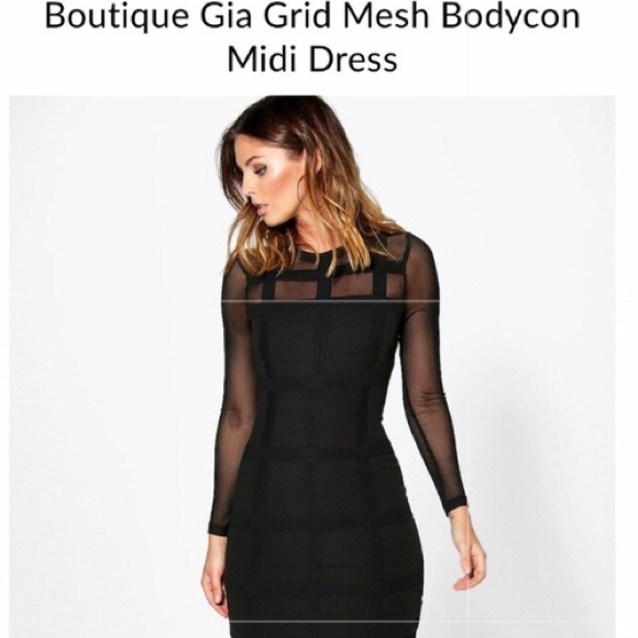 boohoo black midi dress